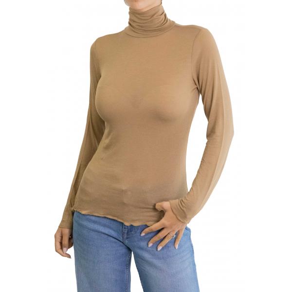 Maglia misto cashmere tinta unita collo alto